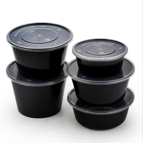 CCF 16OZ(D153MM) PP Injection Plastic Microwavable Black Round Food Co –  Custom Cup Factory